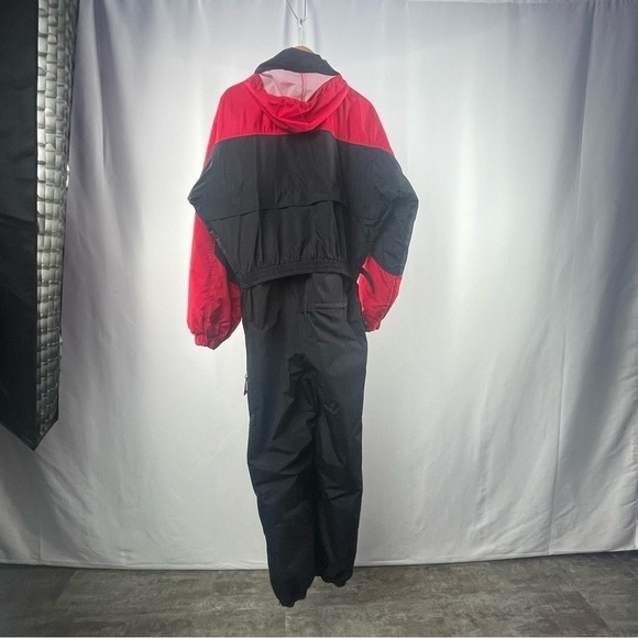 Vintage Columbia One Piece Snowsuit Snow Bib Ski Suit in Red Black Size Large - Picture 2 of 6
